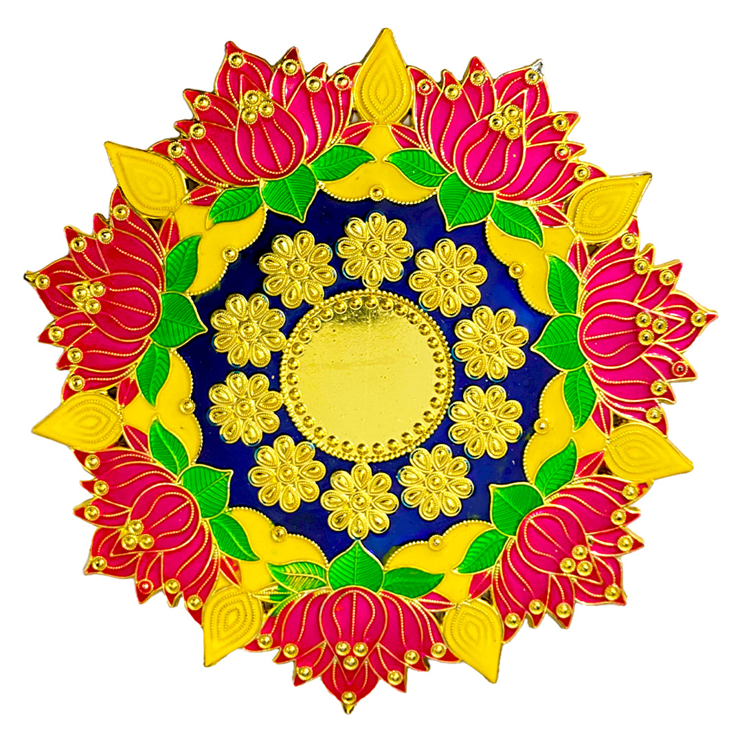 Krivi Lotus Design | Muggulu Sticker/ Artificial Rangoli/ Kolam Sticker for Floor Decor (1 Pieces )