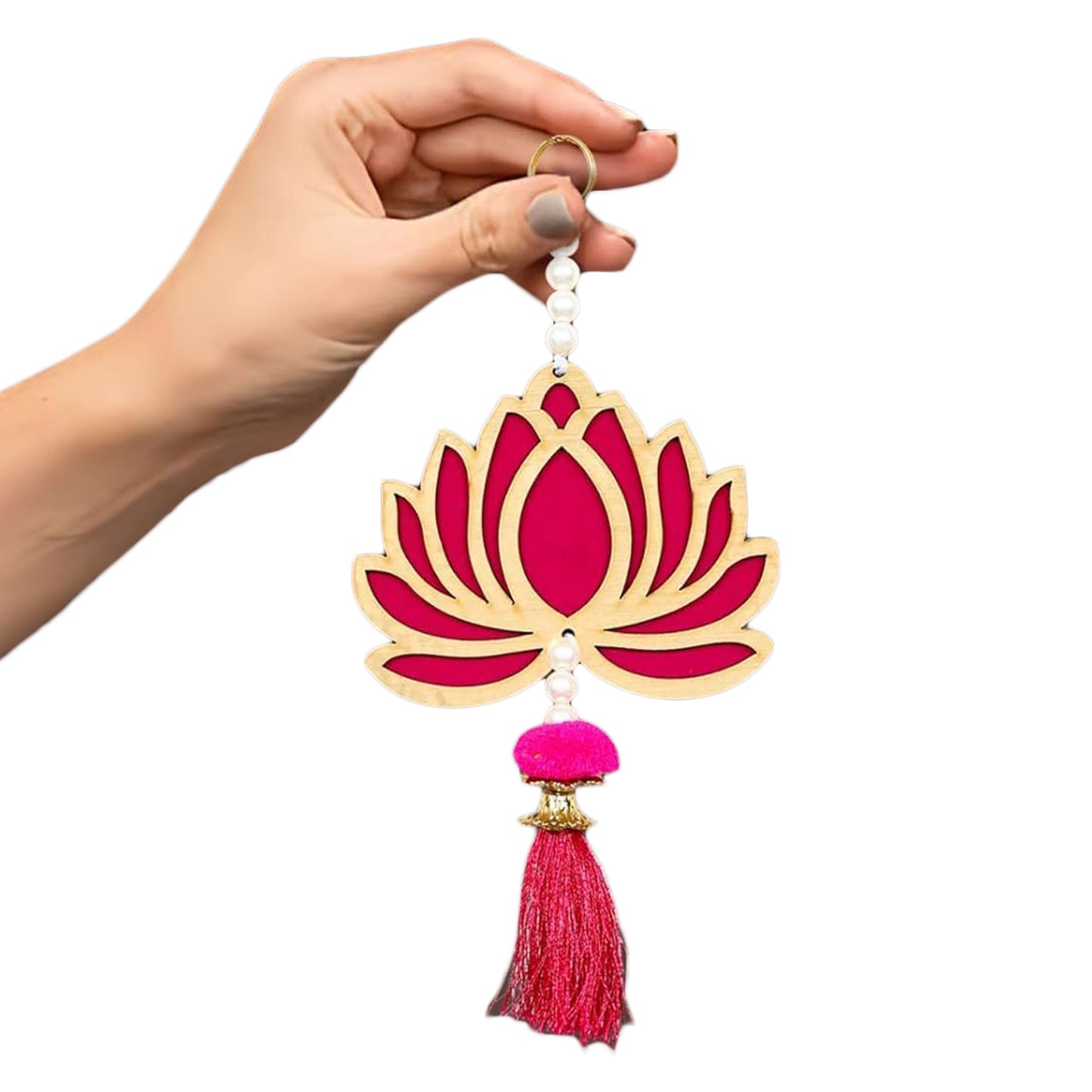 Krivi Lotus Cut Outs, Hangings With Tassels, Floral Wall Decor, Main Entrance Decorations, Backdrop Hangings (6 Pieces)