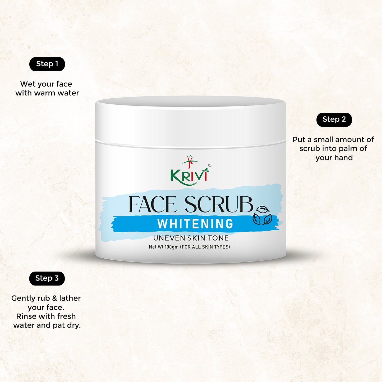 Krivi Whitening Face Scrub Uneven Skin Tone 100gm
