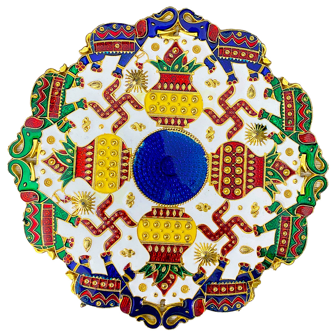 Krivi Kalash and Swastik Design/Muggulu Sticker/Artificial Rangoli/Kolam Sticker for Floor Decor(1 Pieces)