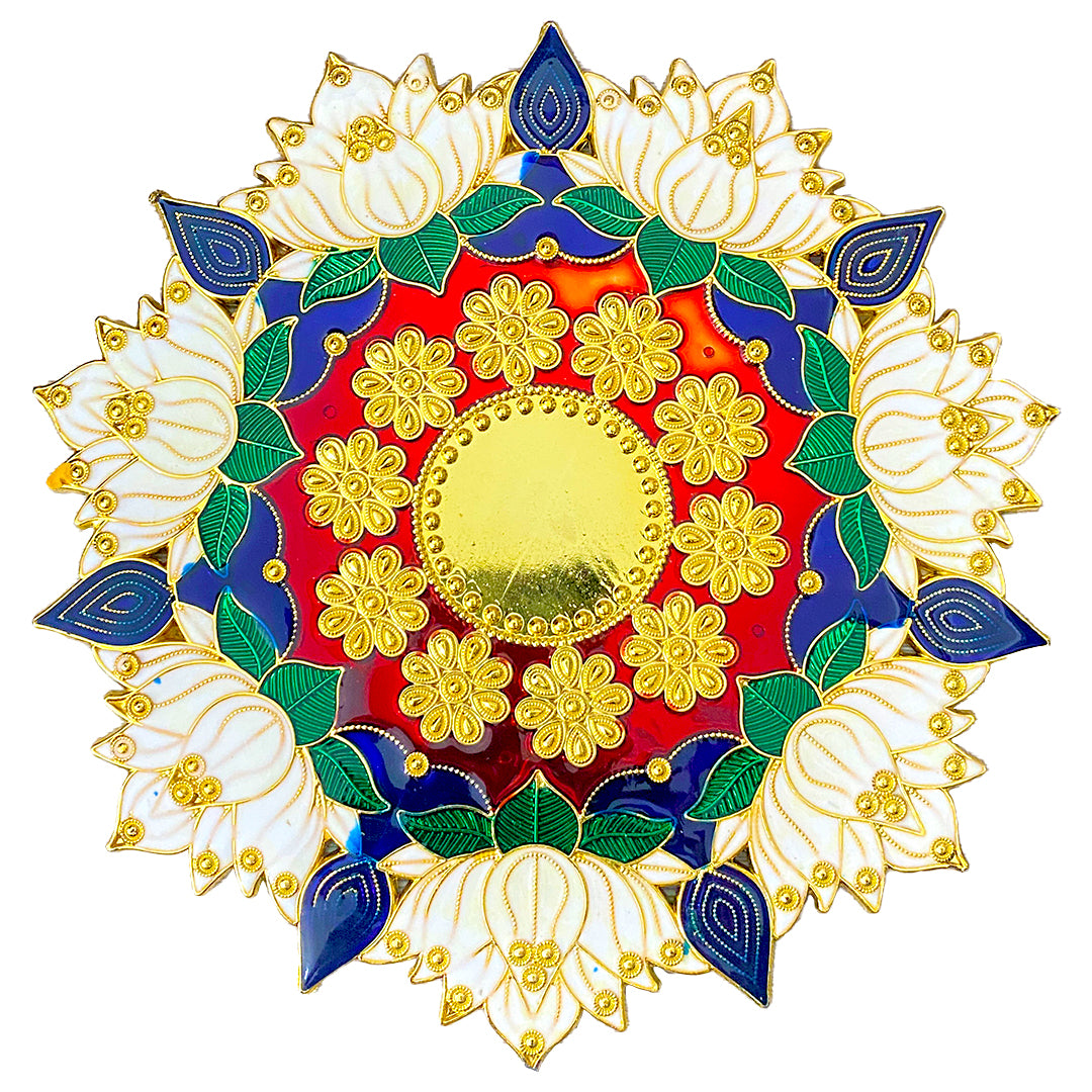 Krivi Lotus Design | Muggulu Sticker/Artificial Rangoli/Kolam Sticker for Floor Decor (1 Pieces)