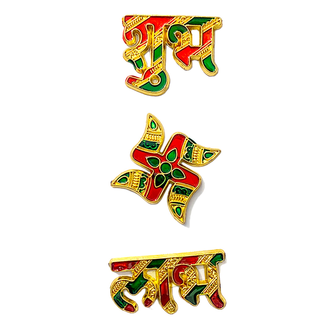 Krivi Acrylic Designer Shubh Labh Sticker and Swastik for Door and Wall Decoration (3 Pieces)
