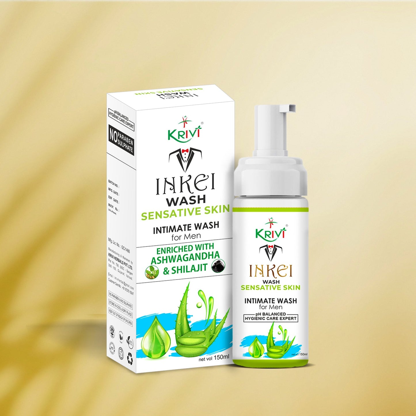 Inkei Intimate Wash for Men with Sensitive Skin 150ml (Pack of 1)