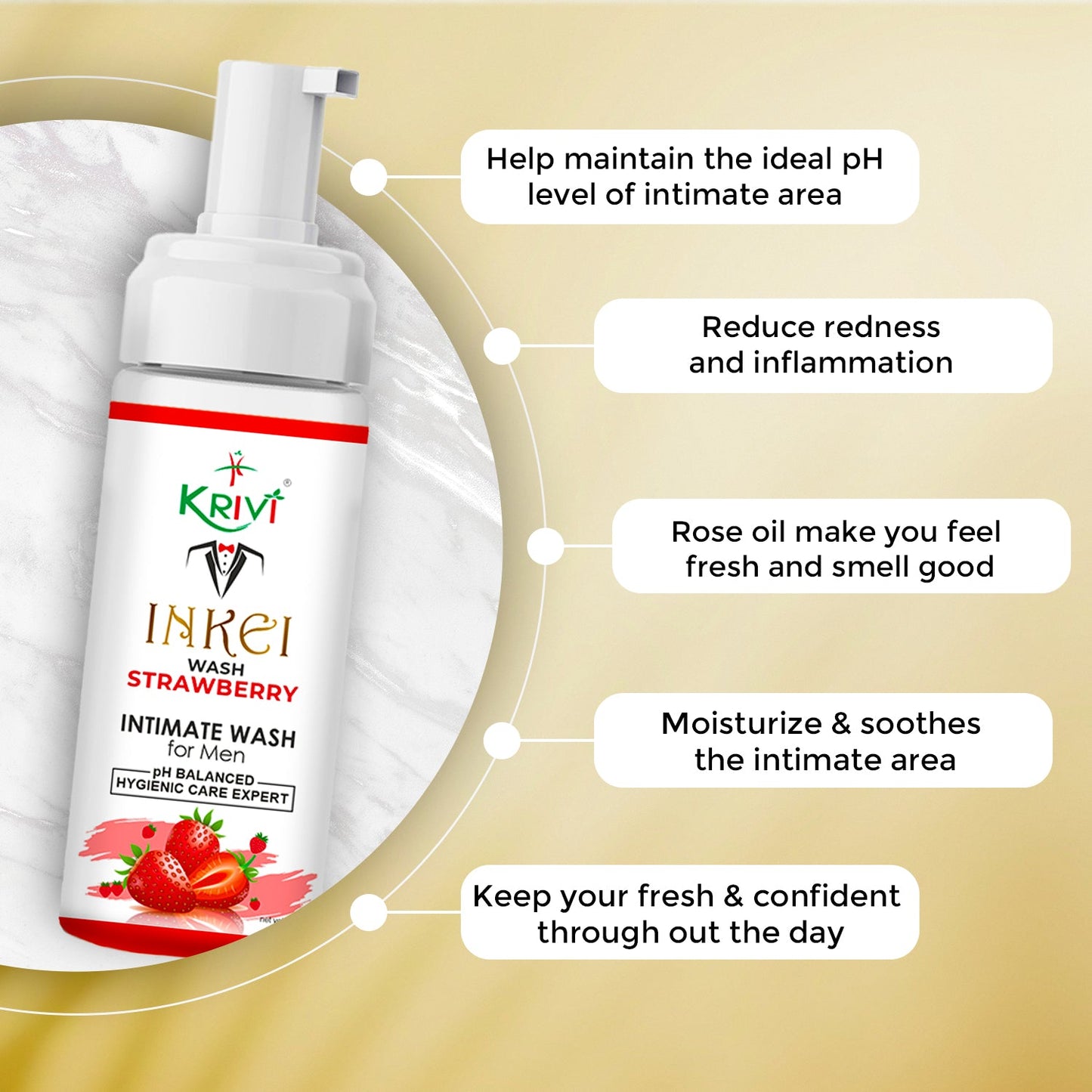 Inkei Intimate Wash for Men - Strawberry 150ml (Pack of 1)