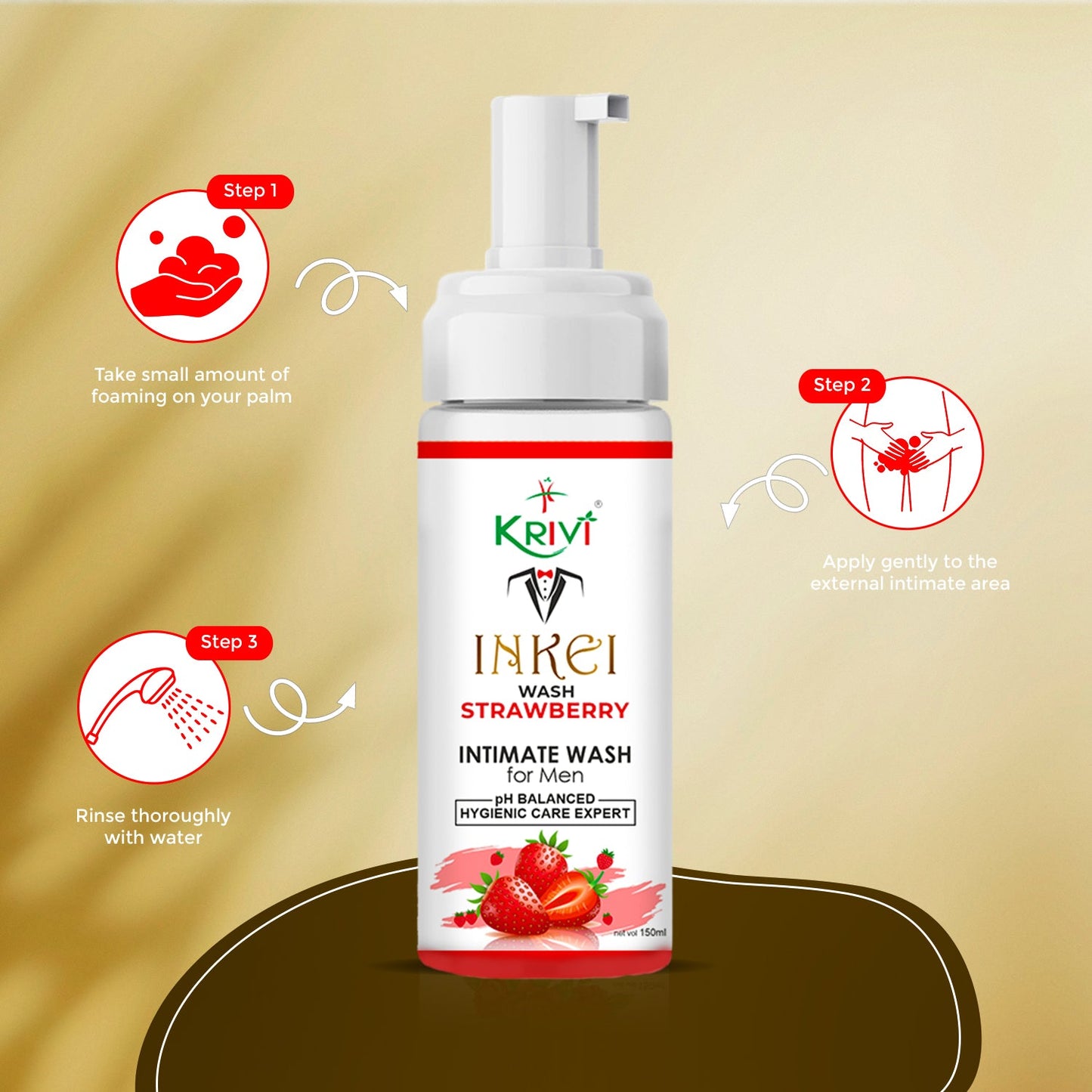 Inkei Intimate Wash for Men - Strawberry 150ml (Pack of 1)