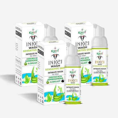 Inkei Intimate Wash for Men with Sensitive Skin 75ml (Pack of 3)