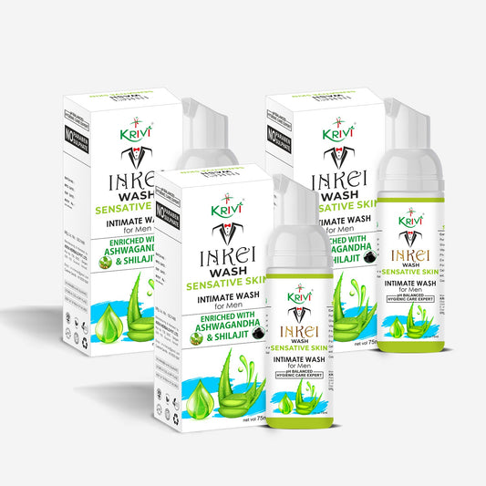 Inkei Intimate Wash for Men with Sensitive Skin 75ml (Pack of 3)
