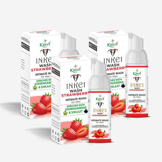 Inkei Intimate Wash for Men - Strawberry 75ml (Pack of 3)