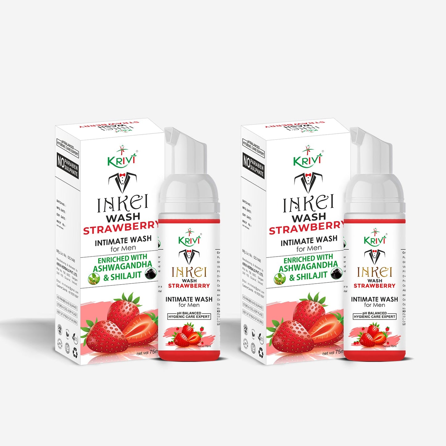 Inkei Intimate Wash for Men - Strawberry 75ml (Pack of 2)