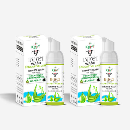 Inkei Intimate Wash for Men with Sensitive Skin 75ml (Pack of 2)