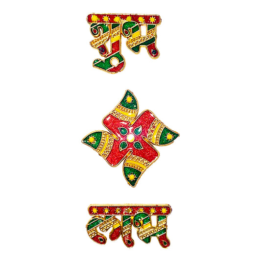 Krivi Acrylic Designer Shubh Labh Sticker and Swastik for Door and Wall Decoration (3 Pieces)