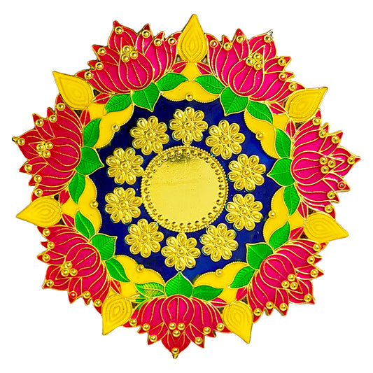 Krivi Lotus Design | Muggulu Sticker/ Artificial Rangoli/ Kolam Sticker for Floor Decor (1 Pieces )