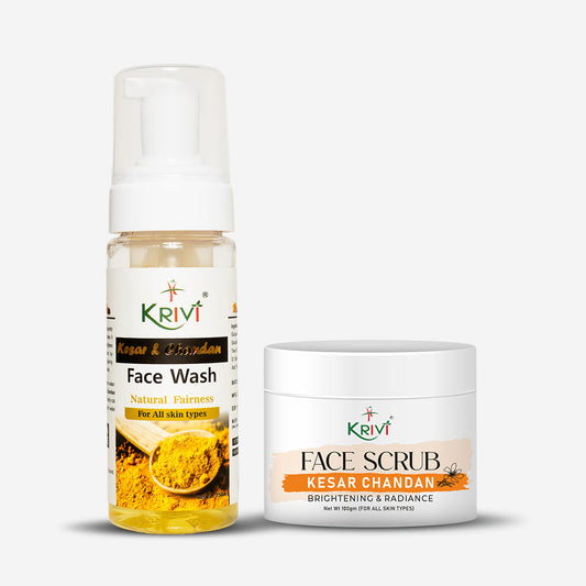 Krivi Kesar & Chandan Face Scrub (100gm) and Kesar & Chandan Face Wash (150ml)