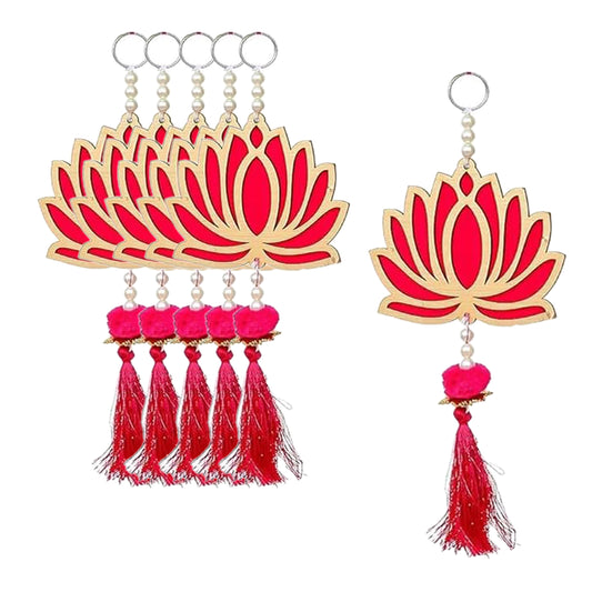 Krivi Lotus Cut Outs, Hangings With Tassels, Floral Wall Decor, Main Entrance Decorations, Backdrop Hangings (6 Pieces)