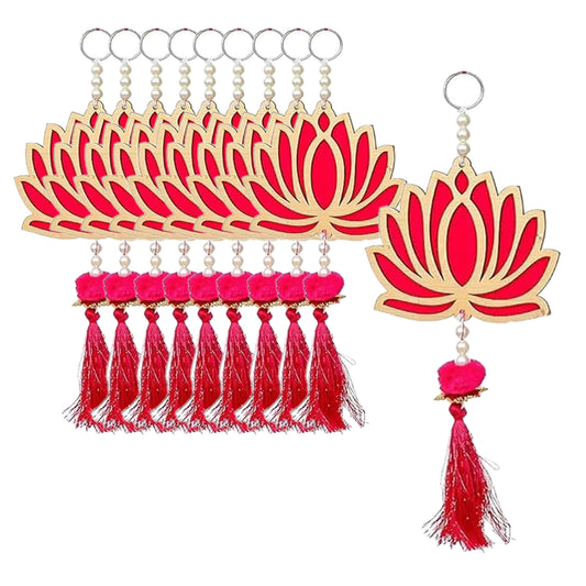Krivi  Lotus Cut Outs, Hangings With Tassels, Floral Wall Decor, Main Entrance Decorations, Backdrop Hangings (10 Pieces)