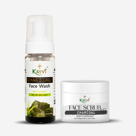 Krivi Charcoal Face Scrub (100gm) and Charcol Face Wash (150ml)
