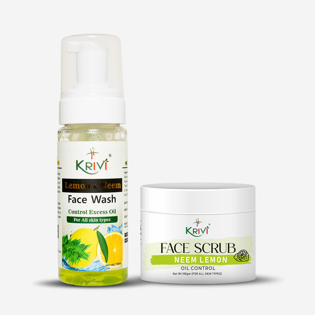 Krivi Neem and Lemon Face Scrub (100gm) and Neem and Lemon Face Wash (150ml)