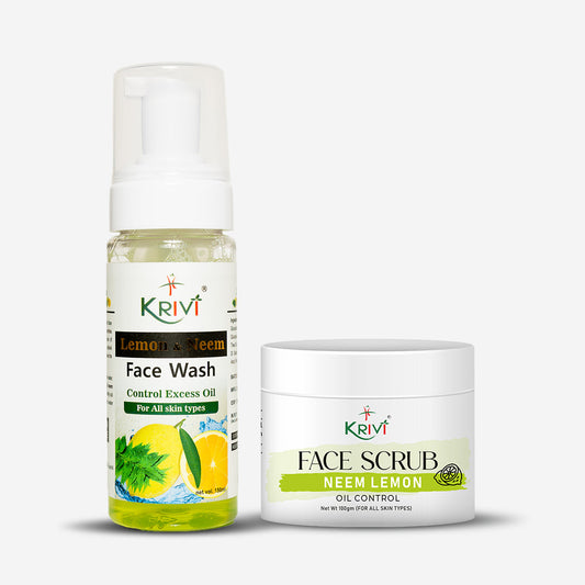 Krivi Neem and Lemon Face Scrub (100gm) and Neem and Lemon Face Wash (150ml)