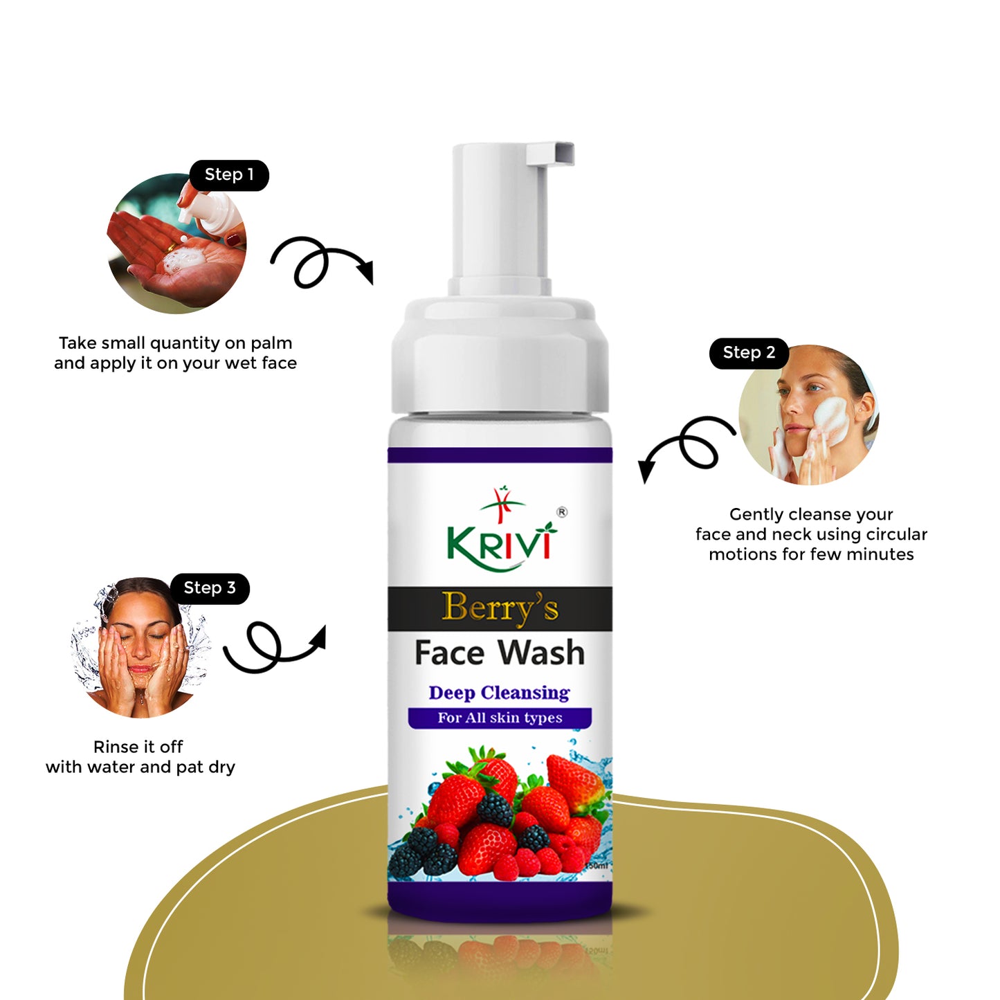 Krivi Berry's Face Wash with Foaming Pump (Paraben Free) 150ml