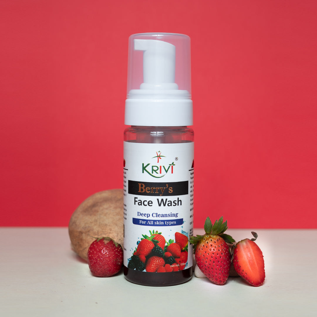 Krivi Berry's Face Wash with Foaming Pump (Paraben Free) 150ml