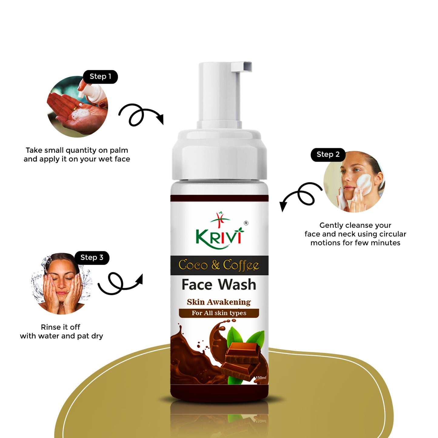 Krivi Coco & Coffee Face Wash with Foaming Pump 150ml