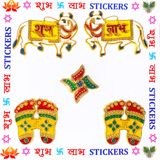 Krivi Shubha Labha Decorative Set - 5 Piece Wall Sticker