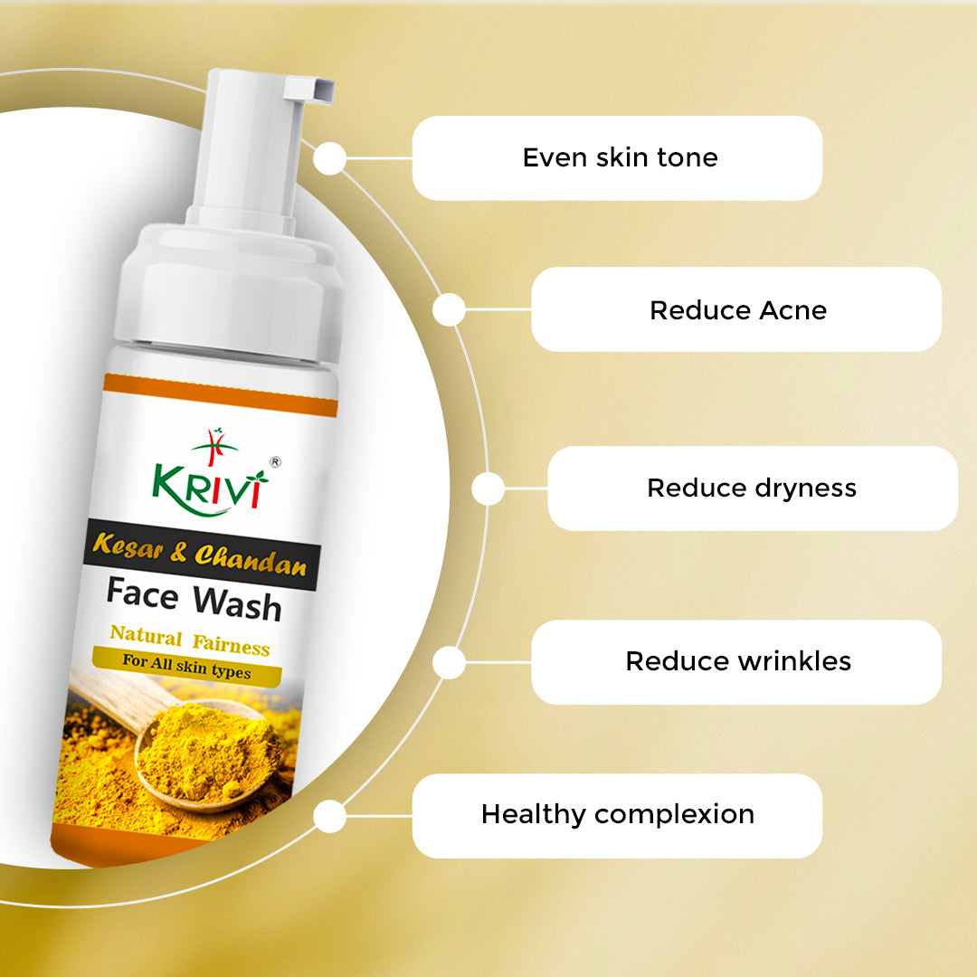 Krivi Kesar and Chandan Face Wash with Foaming Pump 150ml