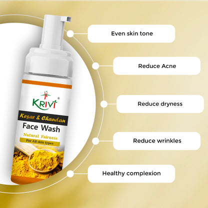 Krivi Kesar and Chandan Face Wash with Foaming Pump 150ml