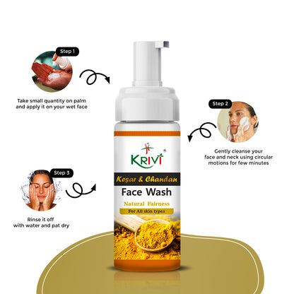 Krivi Kesar and Chandan Face Wash with Foaming Pump 150ml