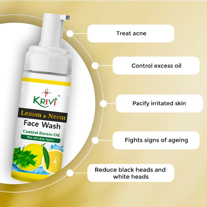 Krivi Lemon and Neem Face Wash with Foaming Pump 150ml