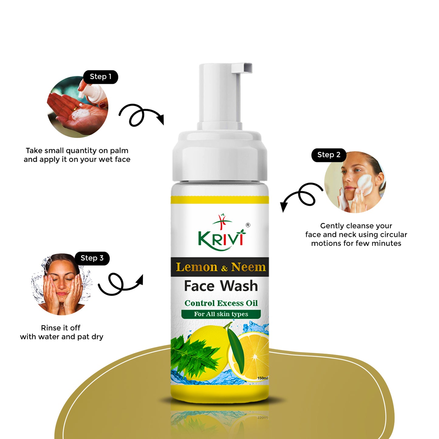 Krivi Lemon and Neem Face Wash with Foaming Pump 150ml
