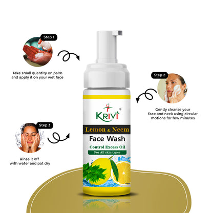 Krivi Lemon and Neem Face Wash with Foaming Pump 150ml