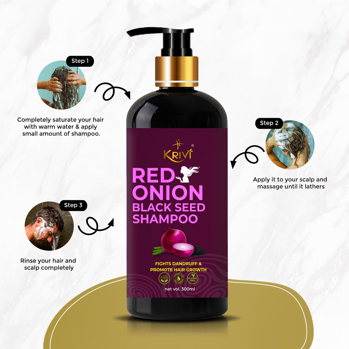 Krivi Red Onion Black Seed Shampoo 300ml