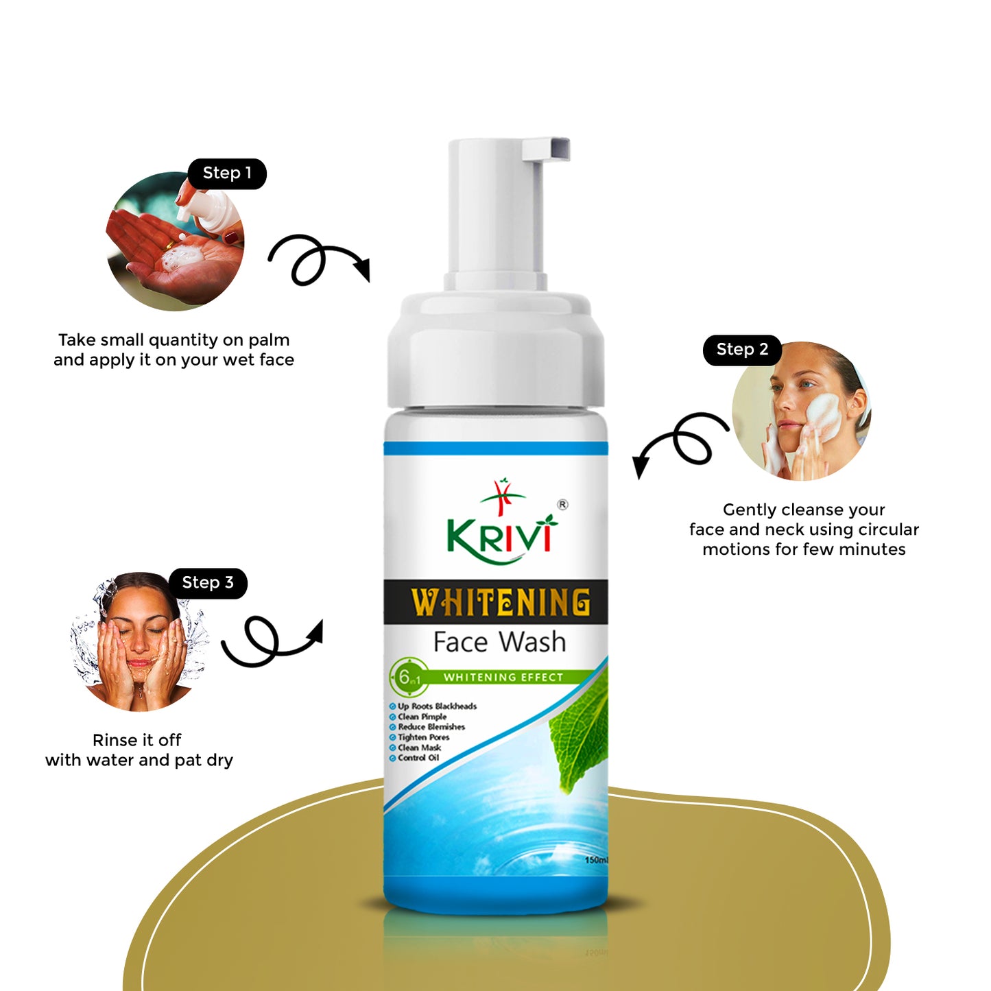 Krivi Whitening Face Wash with Foaming Pump 150ml