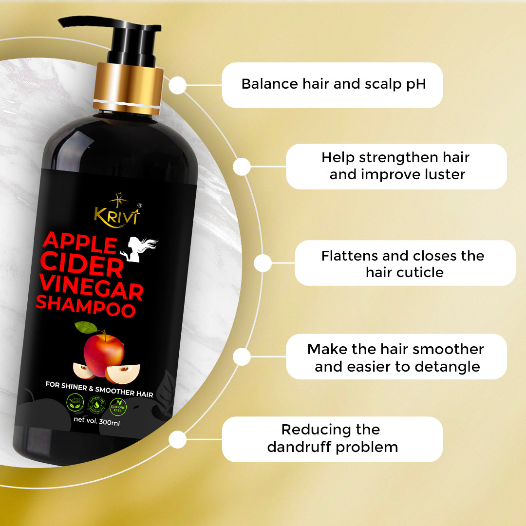Krivi Apple Cider Vinegar Shampoo with Apple Cider Vinegar and Vitamin E -300ml