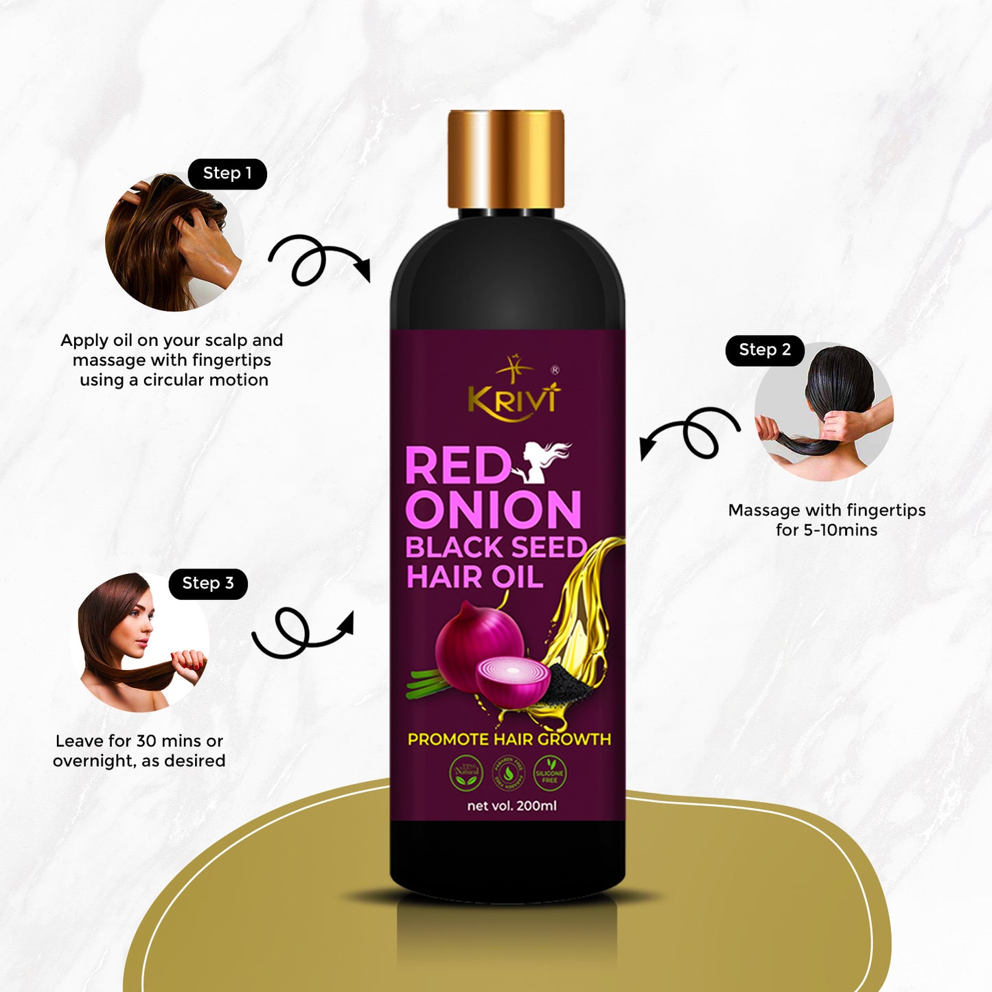 Krivi Red Onion Black Seed Hair Oil 200ml