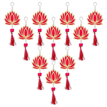 Krivi  Lotus Cut Outs, Hangings With Tassels, Floral Wall Decor, Main Entrance Decorations, Backdrop Hangings (10 Pieces)