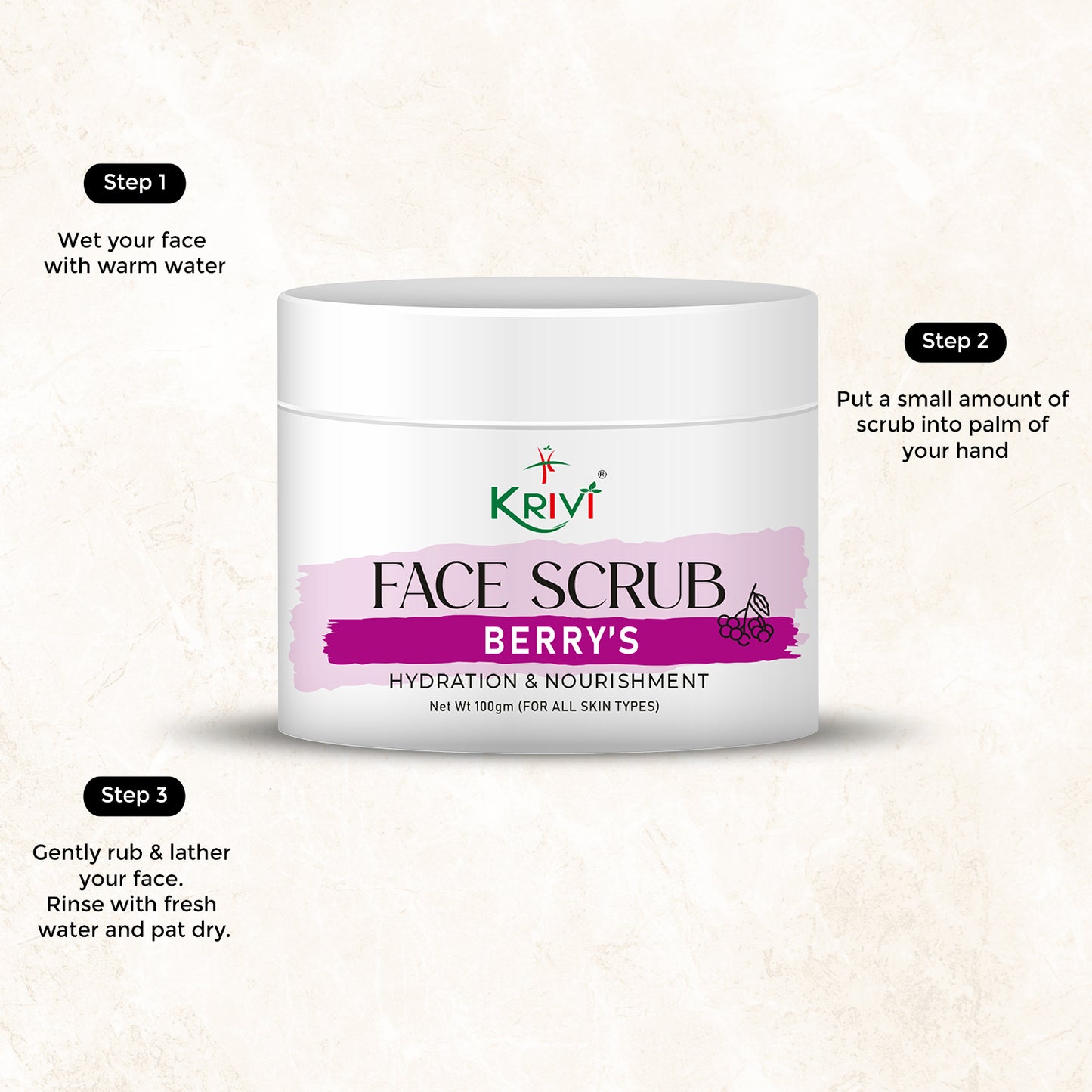 Krivi Berry's Face Scrub for Hydration & Nourishment 100gm