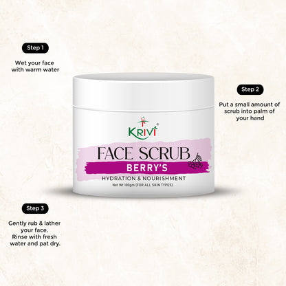 Krivi Berry's Face Scrub for Hydration & Nourishment 100gm