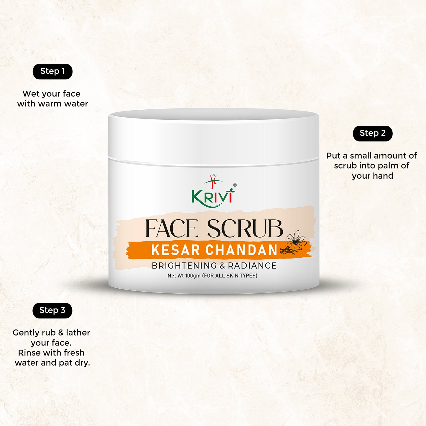 Krivi Kesar Chandan Face Scrub for Brightening & Radiance 100gm