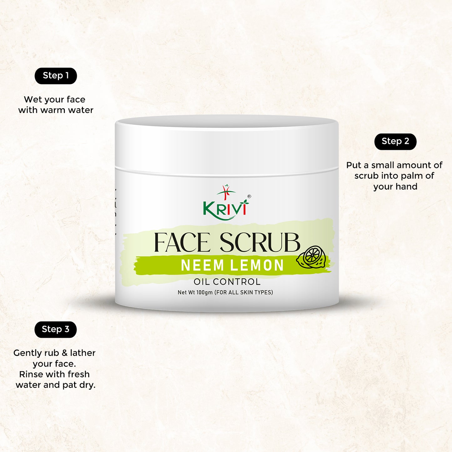 Krivi Neem Lemon Face Scrub for Oil Control 100gm