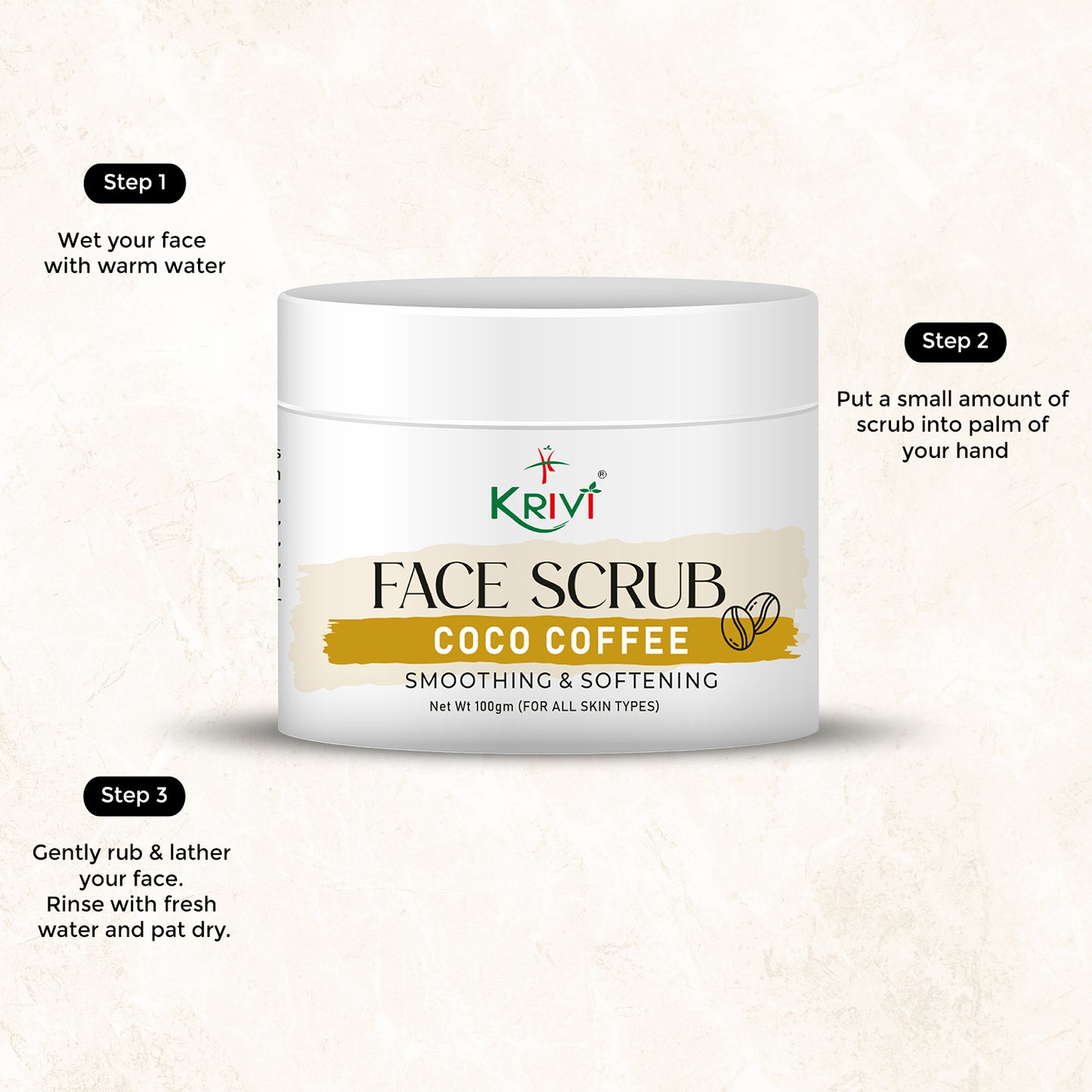 Krivi Coco Coffee Face Scrub - Smoothing & Softening 100gm