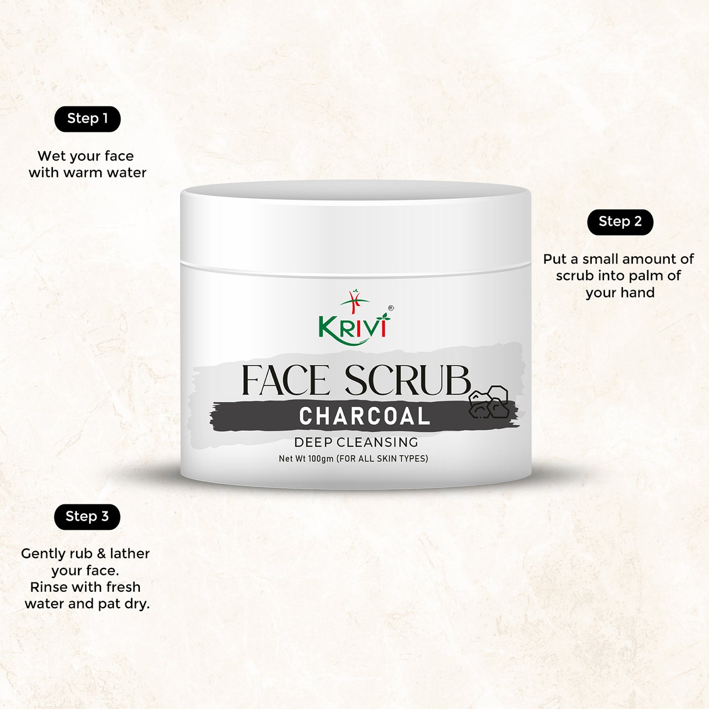 Krivi Charcoal Face Scrub for Deep Cleansing 100gm