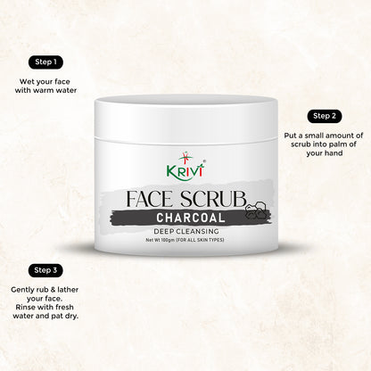 Krivi Charcoal Face Scrub for Deep Cleansing 100gm