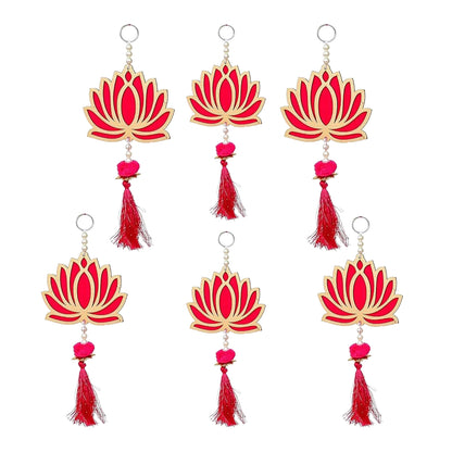 Krivi Lotus Cut Outs, Hangings With Tassels, Floral Wall Decor, Main Entrance Decorations, Backdrop Hangings (6 Pieces)