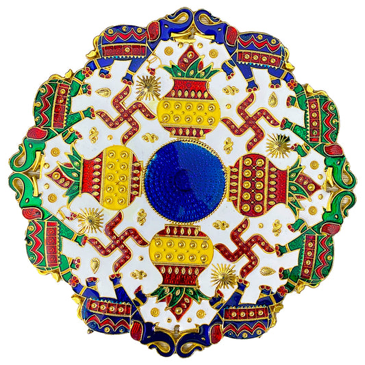 Krivi Kalash and Swastik Design/Muggulu Sticker/Artificial Rangoli/Kolam Sticker for Floor Decor(1 Pieces)