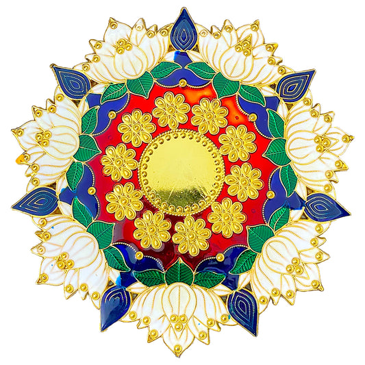 Krivi Lotus Design | Muggulu Sticker/Artificial Rangoli/Kolam Sticker for Floor Decor (1 Pieces)