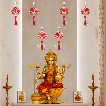 Krivi Lotus Cut Outs, Hangings With Tassels, Floral Wall Decor, Main Entrance Decorations, Backdrop Hangings (6 Pieces)
