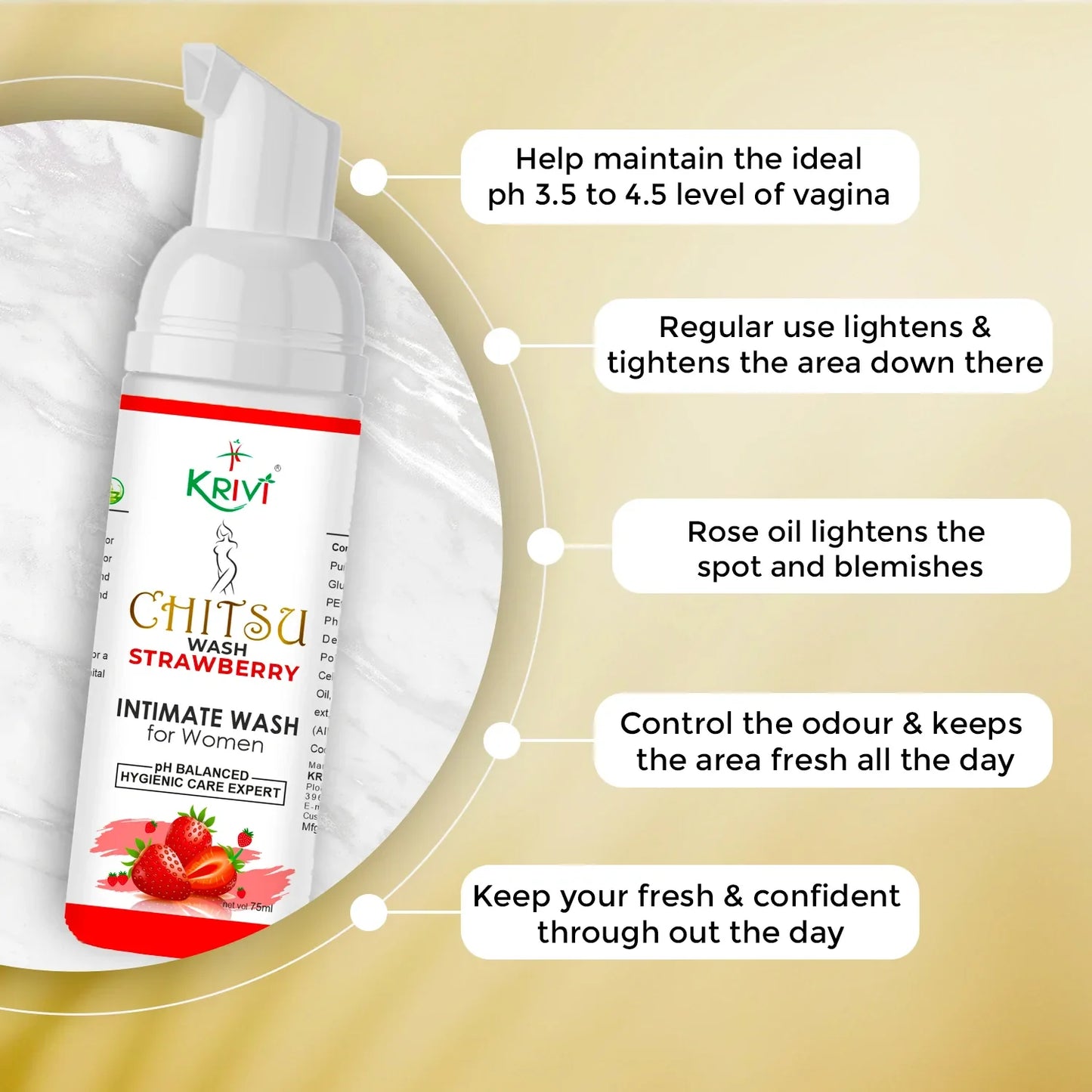Chitsu Intimate Wash - Strawberry 75ml (Pack of 2)