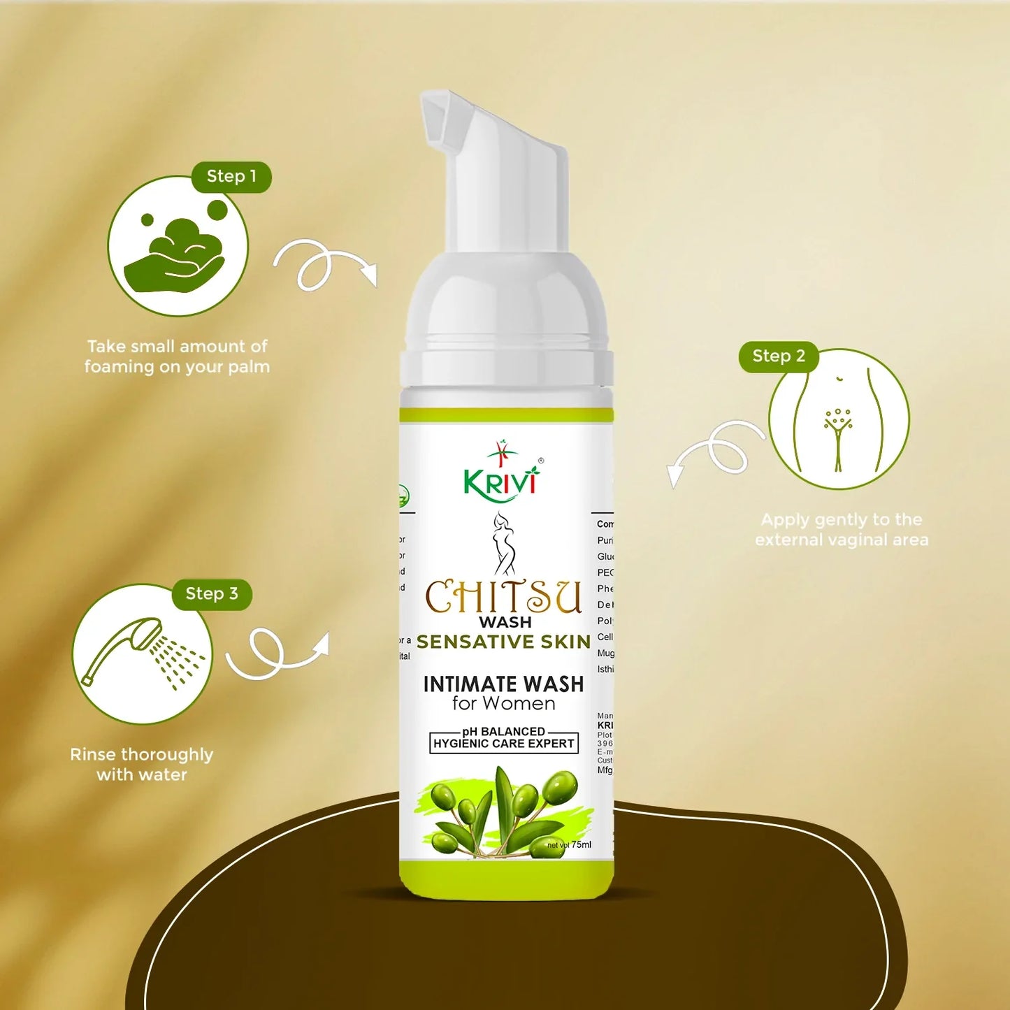 Chitsu Intimate Wash for Sensitive Skin 75ml (Pack of 3)